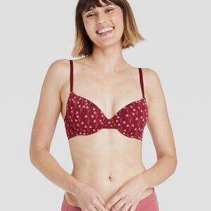 Red Everday Demi Coverage Lightly Lined T-Shirt Bra-Auden